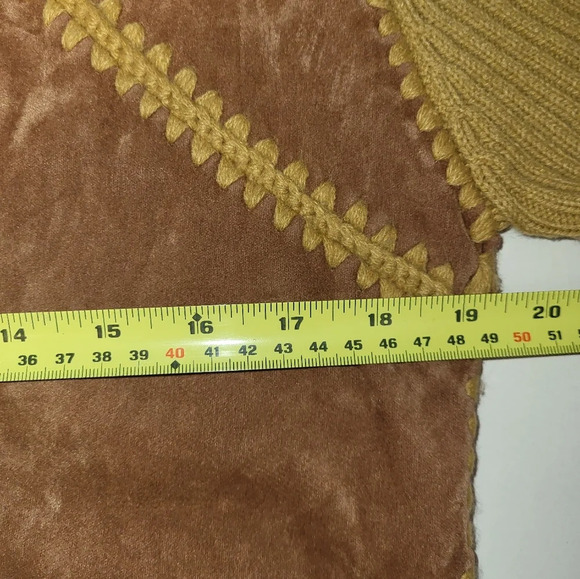 Angque Vintage Zip Sweater Jacket Rust Gold Brown‎ Braiding Fall Mockneck Hippie - Picture 4 of 7